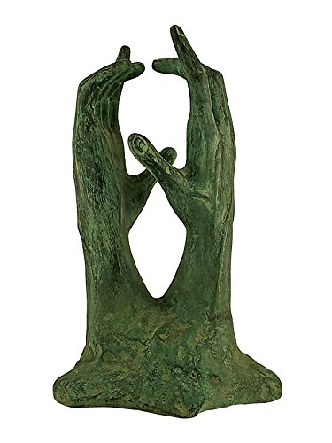 Statue Bronze Mr Fredrik Hands Uprising 30 cm | Objet d'Art Vert Unique