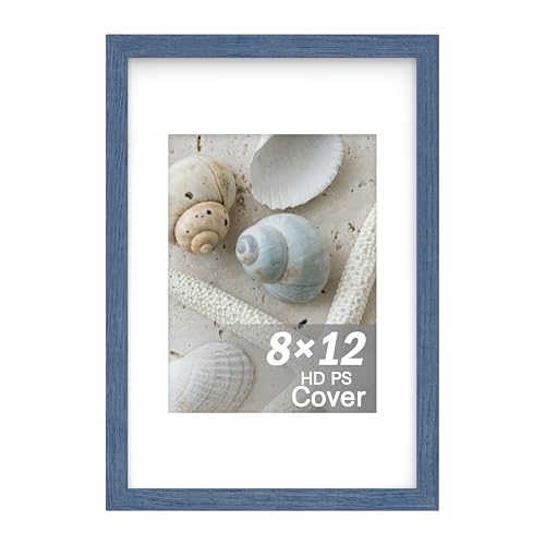 An&He 8x12 inch Picture Frame, Blue Simple Photo Frame for Decorative Artwork, Suitable for Tabletop, Desk, Bookshelf and Wall Display, Photo Gallery Decor