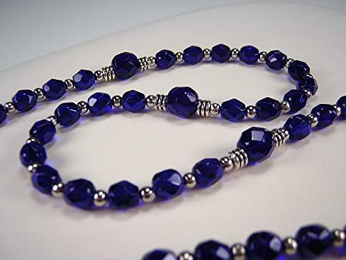 Boys Blue Rosary Catholic 16 inch Cobalt Blue Czech Glass Beads el nino Catolico Rosario