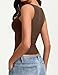 Avidlove Womens Plunge Tank Tops Trendy Sexy Deep V Neck Slim Fitted Going Out Fashion (Brown, S)
