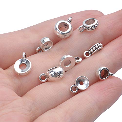 100G (About 100-150Pcs) Tibetan Silver Bail Beads Jewelry Connector Bails Beads For Necklace Bracelet Jewelry Making,5 Styles #TOP5