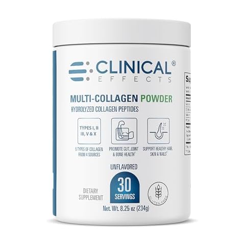 Clinical Effects Multi-Collagen Powder - Collagen Dietary Supplement - 8oz - 30 Servings - 5 Types of Quality-Sourced Multi-Collagen to Support Joint, Bone, Skin and Nail Health - Fast Absorption Cover