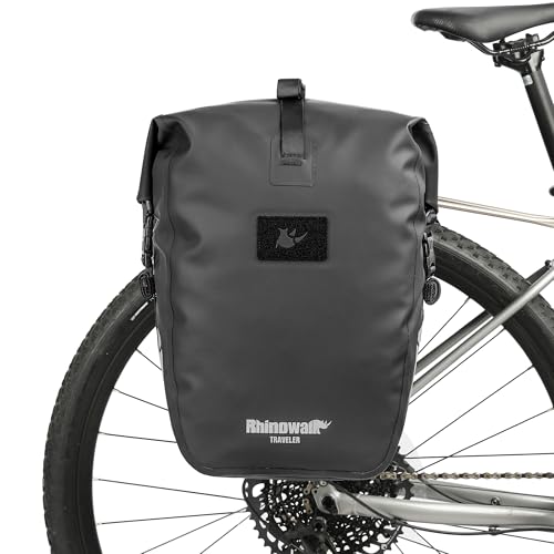 Rhinowalk Waterproof Bike Pannier Bag 20L Quick Release TPU with Shoulder Strap Reflective Design for Commuting Touring Traveling Bikepacking, 20L