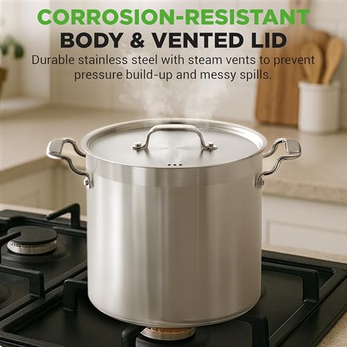 NutriChef Stainless Steel Cookware Stock Pot - 24 Quart, Heavy Duty Induction Soup Pot With Lid, Induction, Ceramic, Glass and Halogen Cooktops Compatible - NCSPT24Q by NutriChef - Image 6