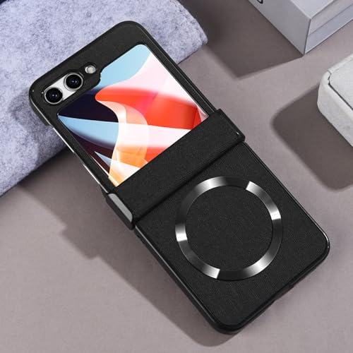 Étui de téléphone en cuir Samsung Galaxy Z Flip 5 ENILSA coque noire