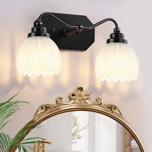 Image of Vintage 2 Light Vanity Lights,Black Matte Antique Finish