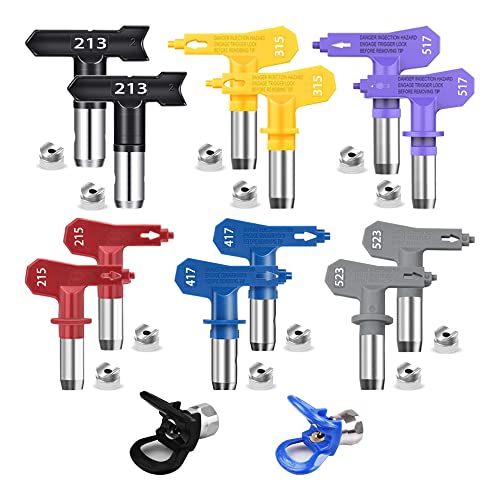 Jxzsj Airless Paint Spray Guns Nozzles Set.spray Tips For Airless Sprayer, Reversible Airless Paint Sprayer Nozzle Tips 12 Pieces With 2Pcs Nozzle Seats. (Coordinates-5) #TOP27