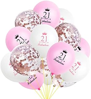 21st Birthday Balloons for Her, 12 PCS Rose Gold 21st Birthday Decorations for Women Girl, 12inch Birthday Balloons Confetti Latex Balloons 21th Birthday Gift Party Supplies