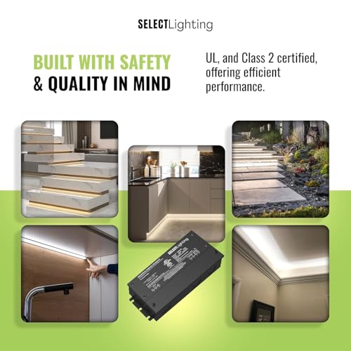 Image of SELECT Lighting 300W 12V Dimmable LED Driver, 4-in-1 ELV /MLV /TRIAC /0-10V, UL Listed Class 2 Power Supply, IP65 Waterproof Transformer for LED Strip & Tape Lights