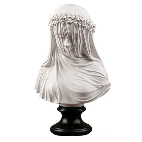 Veiled Lady Statue Veiled Maiden Bust Sculpture 14 inch Gothic Statue Handmade Resin Crafts Home Decor Aesthetic for Home Art Collection Ornament