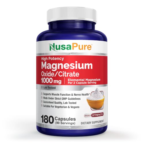 NusaPure Magnesium Oxide 1000mg Veg Capsules