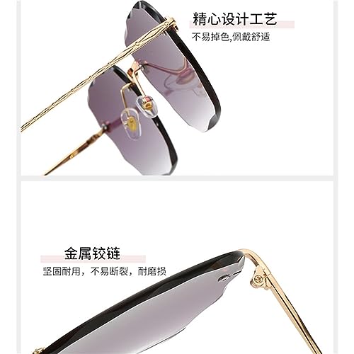 HMRGLMIE-Rimless Female Sunglasses Metal Gradient Glasses Anti-Glare Mirror Vintage Sunglasses2