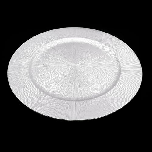 50 Platos Cargadores Plásticos Ronda 13'' Plateados miniatura 6