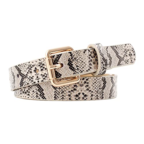 Women Men Waist Strap Retro Buckle Snake Pattern PU-Leather Belt All-Match Coat Ladies Wide Formal Waistband