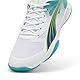 PUMA Unisex Attacourt Indoor Court Shoe, White-Ocean Tropic-Sparkling Green-Lime Squeeze, 39 EU