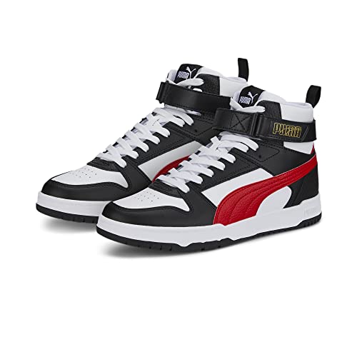 PUMA PUMA Unisex Rbd GameSneaker, Puma White High Risk Red Puma Black Puma Team Gold, 4 UK