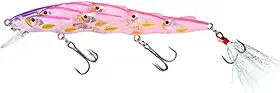 Iscas de pesca Crankbait com profundidade de mergulho, balanços flutuantes que afundam minnow, iscas pintadas realistas para poleiro de robalo, 11 cm 14 g (rosa)