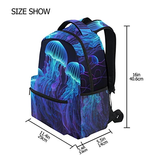 Vnurnrn Beautiful Jelly Fish Kids Travel Backpack for Boys Girls, Large Capacity with Name Tag Slot4