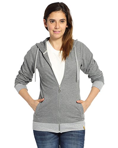 Image of Campus Sutra Women cotton Premium Zipper Hoodie-Grey