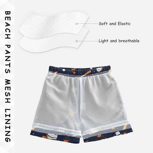 Pigsaly Boys Swim Trunks Hockey Ball Stars Teal Blue Boys Board Shorts Swimsuit Swimwear Summer Bathing Suit 3T4