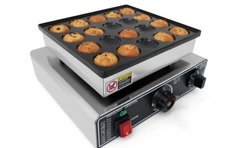 25 PCS Commercial Mini Dutch Pancake Machine for Home and Restaurant Use,Mini Pancake Maker with Non-Stick Coating, 110 V, 900 W by BouPower - Used condition - US$36.93
