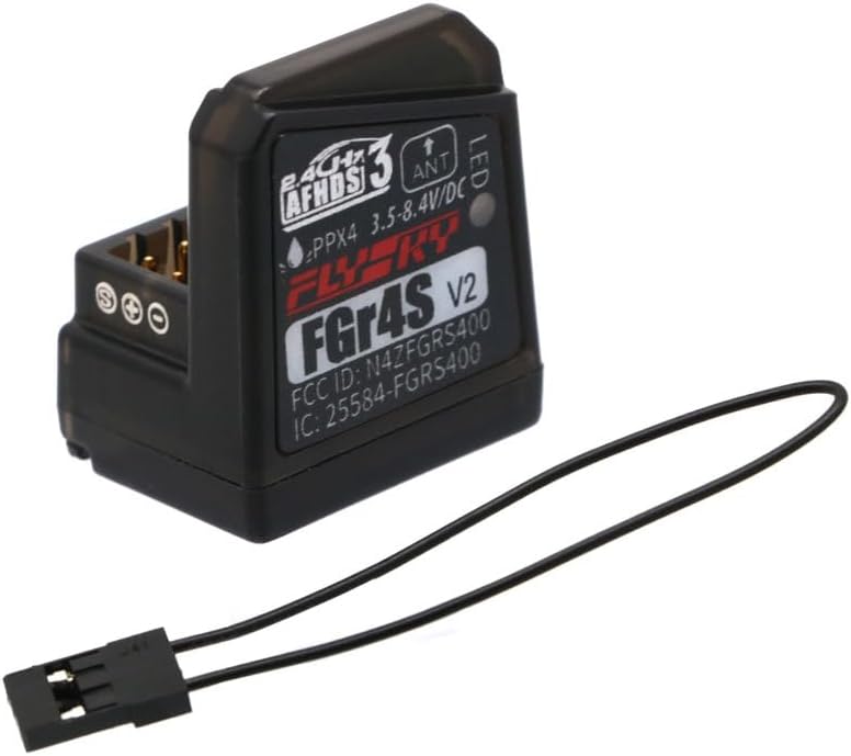 FGr4S V2 2.4G 4CH Receiver 3.5-8.4V AFHDS 3 PWM/PPM/i.Bus Output for RC Car Boat Remote Control Compatible with Flysky Transmitter