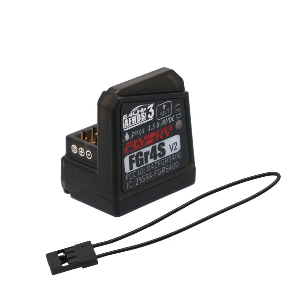 FGr4S V2 2.4G 4CH Receptor 3.5-8.4V AFHDS 3 PWM/PPM/i.Bus Salida para RC Coche Barco Control Remoto Compatible con Transmisor Flysky