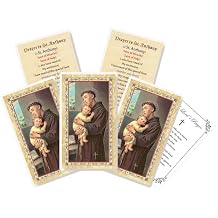 St Anthony Prayer Card - 5 Made in Italy Laminated St Anthony Card, The Lords Prayer - Patron Saint of Lost Things Theme Cardstock for Devotion - 6 Items Set