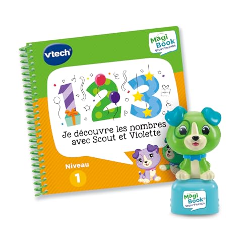 VTech - MagiBook Story'Friends Je découvre Les Nombres avec Scout et Violette - Livre Jeu Éducatif avec Figurine Chien - Niveau Maternelle - Cadeau Enfant de...