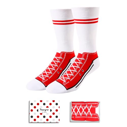 HAPPYPOP Socks That Look like Shoes - Novelty Sneaker Socks for Men Gifts for Him Dad