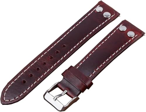 Bracelet montre cuir rivets 20mm interchangeable à dégagement rapide