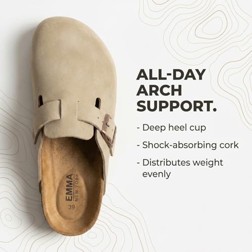 Image of EMMA NEW YORK Womens Clogs Mules Slip-On for Women with Arch Support Cork Footbed Potato Shoes
