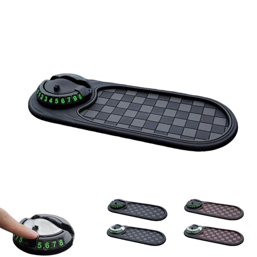 S-SNAIL-OO Multifunction Car Anti-Slip Mat, Multifunction Car Dashboard Mobile Phone Holder with Temporary Parking Number Pad for Phones, Sunglasses, Keys, Gadgets (Gray-Black)