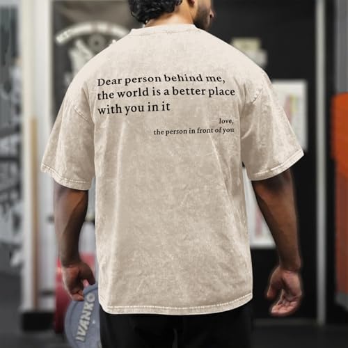 Image of Dear Person Behind Me Shirt You are Enough Tshirts for Men Oversized Inspirational Positive Tees Vintage Graphic Tops