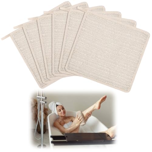 Batiyeer 6 paquetes de paños exfoliantes de sisal 100 % natural, cuidado de la piel, suave, duradero, reutilizable para cara o cuerpo, biodegradable, elimina las células muertas de la piel, estimula