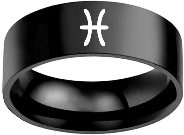 Unisex Stainless Steel Simple 12 Constellation Zodiac Statement Ring Horoscope Astrology