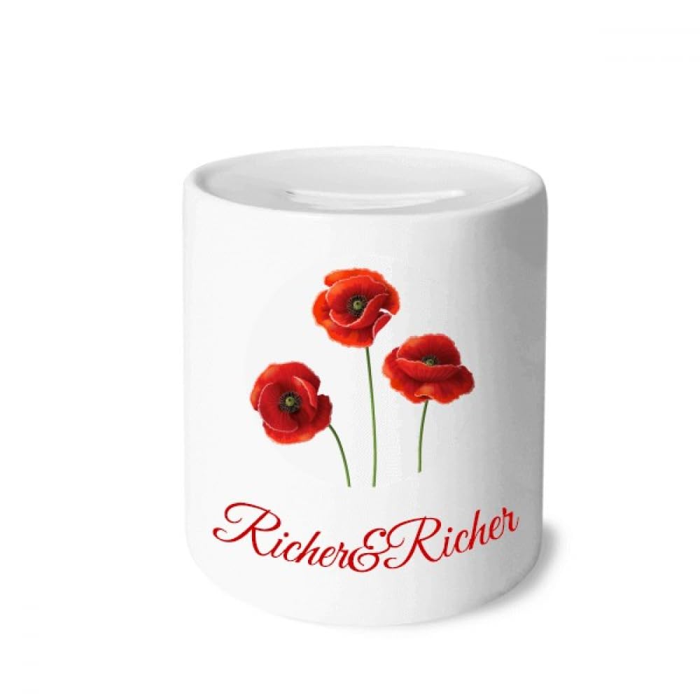 Tirelire pièce fleurs rouge et maïs pour ranger votre monnaie