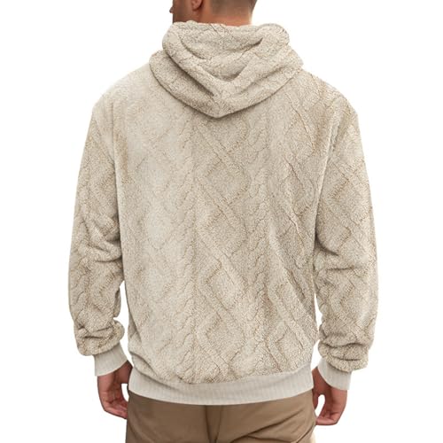 Ymosrh Men's Casual Hoodies, Long Sleeve Fleece Lined Hooded Sweatshirts Textured Fall Winter Pullover, S-3XL2