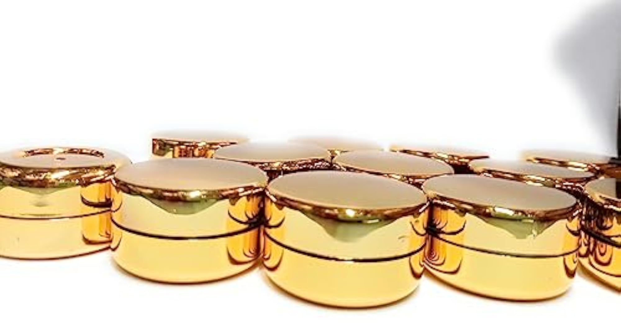 10 Gram Acrylic Cosmetic Container, Golden, 12 PCS
