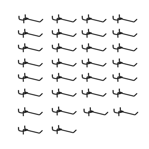 Alexayhome Pegboard Hooks 30Pcs,Metal J Hooks Kit Assortment for Pegboard Display Standing, Fit 1-inch Hole Spacing Pegboard for Retail,Market and Shows (30Pcs Black)