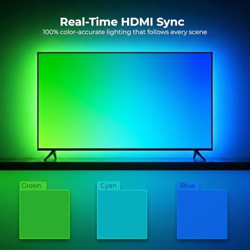 Image of Apex HDMI Sync TV Backlight for 24-75 Inch TVs,HDMI 2.0 4K@60Hz,RGBIC LED Strip,Smart RGBIC LED Strip (60 LEDs /M),Screen & Music Sync,Infinity Sync Support,App Control,2 HDMI Inputs,1-Year Warranty