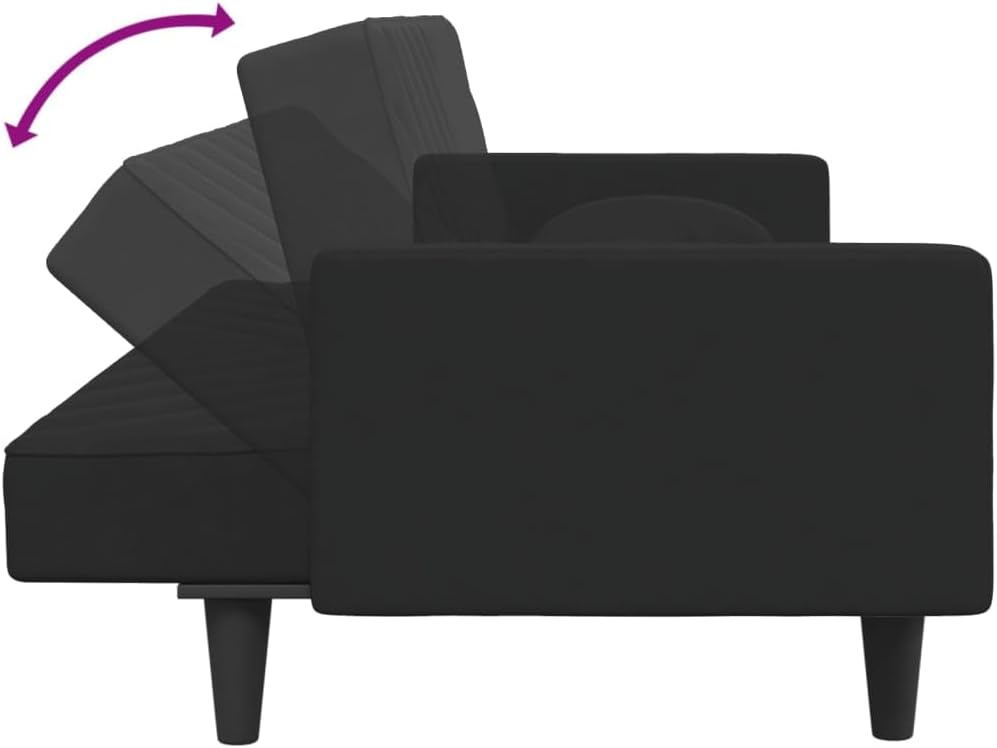 Sofa Set Black Velvet (100% Polyester) Living Room Furniture