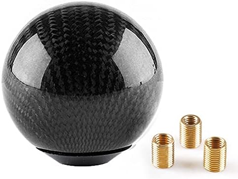 Top10 Racing Carbon Fiber Style Gear Shift Knob Universal Shifter Knobs with 3 Adapters Stick Shifter Round Ball (Black)