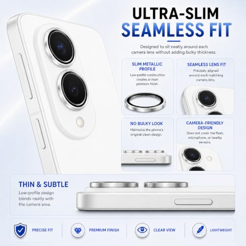 Image of ArmourPro Camera Lens Tempered Glass for Samsung Galaxy Z Fold 8 Tough HD Individual Aluminum Alloy Rings 9H Camera Cover, Scratch-Resistant,Camera Lens Protection| Silver, 1 Pack