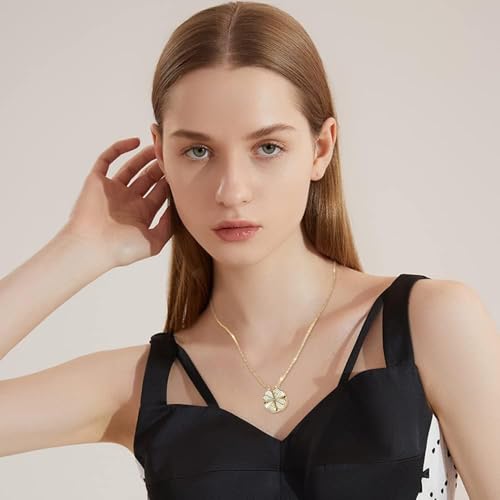 FFWTPY Collier Coeur pour Femme Pendentif Trèfle à Quatre Feuilles Amour Bijoux Plaqué Or Acier Inoxydable d'amour Chaîne pour Saint Valentin Noël Anniversaire Cadeau (Or2) – vue 6