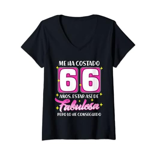 Mujer 66 Años Fabulosa Cumpleaños 66 Camiseta Cuello V