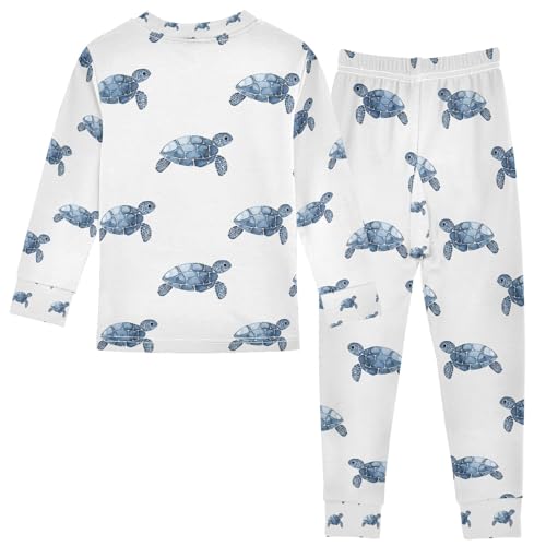 senya Many Blue Turtle Pajamas Set Long Sleeve Soft Cotton Sleepwear 2 Piece2