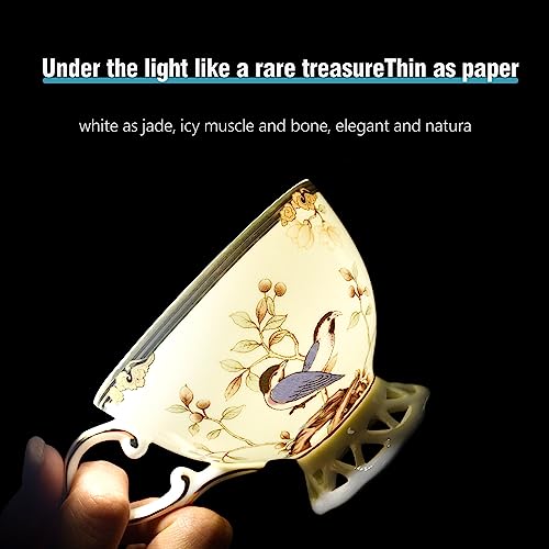 ACMLIFE Fine Bone China Tea Set with Teapot, Porcelain Tea Sets for Adults, 21-Piece Vintage Tea Set for 6, 24K Gold Blue English Floral Bone China Tea Sets for Women Tea Party for Christmas Gifts