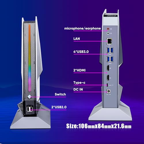 Mini PC Gaming In?el i9-12900H RTX4060 8G Windows 11 Pro, 14C/20T RGB Lights Mini Desktop Computer, 32GB DDR5 1TB PCIe4.0, Tipo-C, 2 * HDMI 4K HD Output, 6 * USB, WIFI6 BT5.2 - PC Desktop - Immagine 3