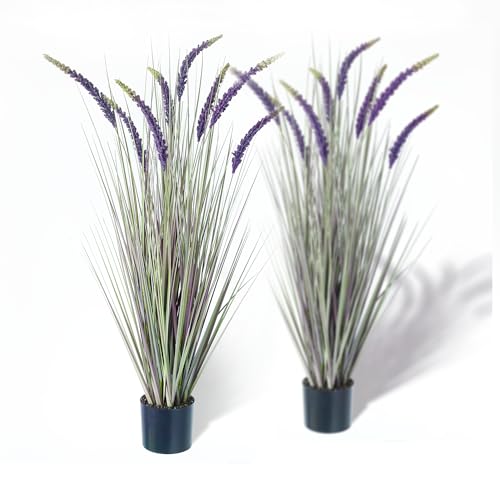 KOL 4ft 2-Pack Faux Veronica Spiked Speedwell Grass, 47in Artificial